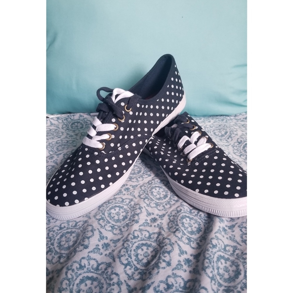 Navy Blue and White Polka Dot Shoes